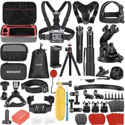 NEEWER Pro Version 61 in 1 Action Camera Accessory Kit Compatible with GoPro Hero 11 10 9 8 7 6 5 4 GoPro Max GoPro Fusion Insta360 DJI Osmo Action Ac