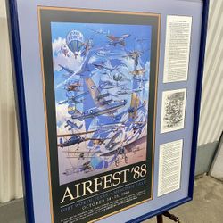 Vintage 1980’s original framed “Fort Worth Airfest ‘88” poster by Don Steger
