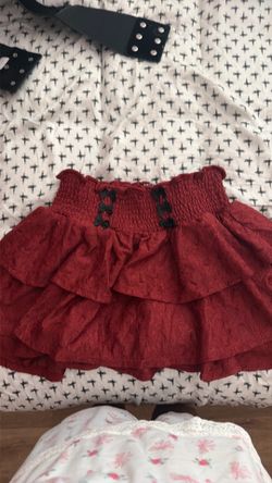 Red ruffle skirt