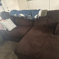 Brown Sectional Corduroy Couch