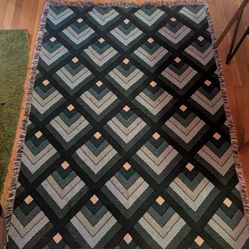 Green Woven Blanket Geometric
