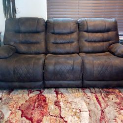 Faux Leather Chocolate Brown Power Headrest & Power Lumbar Reclining 3 Seat Sofa
