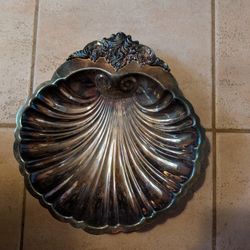 Vintage Silver Plated Clam Shell Dish