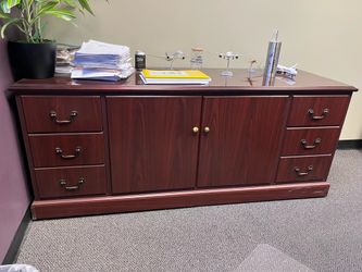 wooden cherry color credenza
