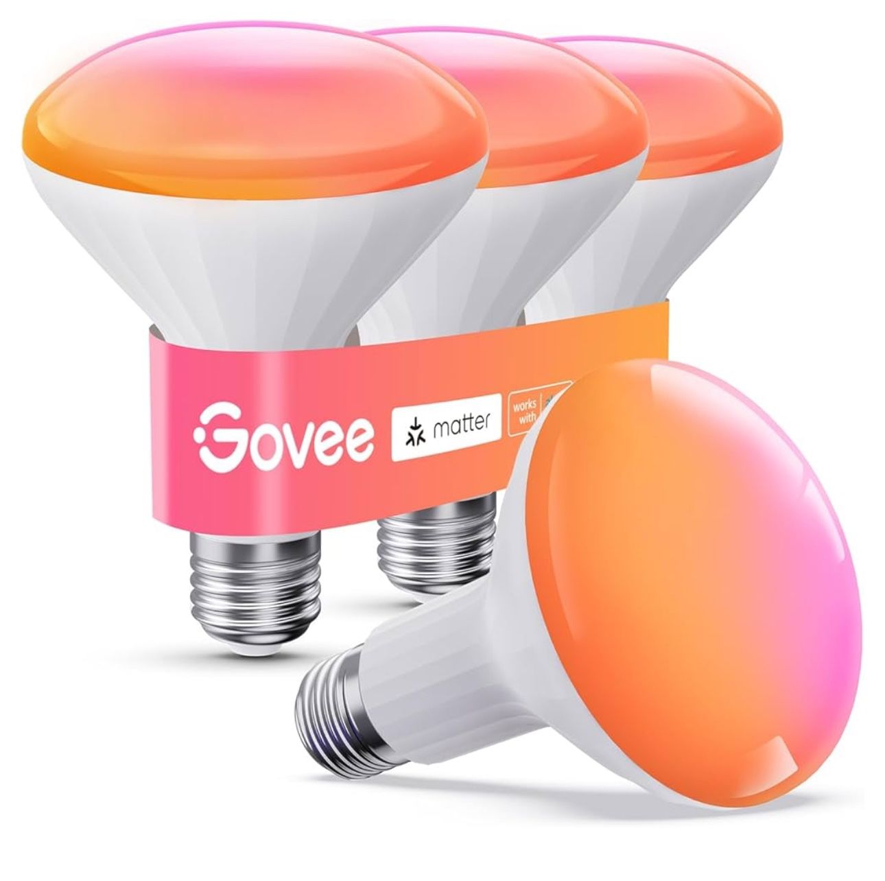 Govee BR30 Smart Light Bulbs, Works with Matter, Alexa and Google Assistant, LED Light Bulb, WiFi RGBWW Color Changing Flood Light Bulbs, Recessed