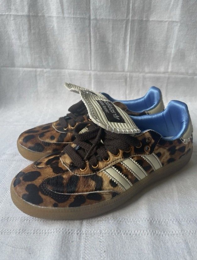 Adidas x Wales Bonner Samba Pony Hair Leopard Print Sneakers