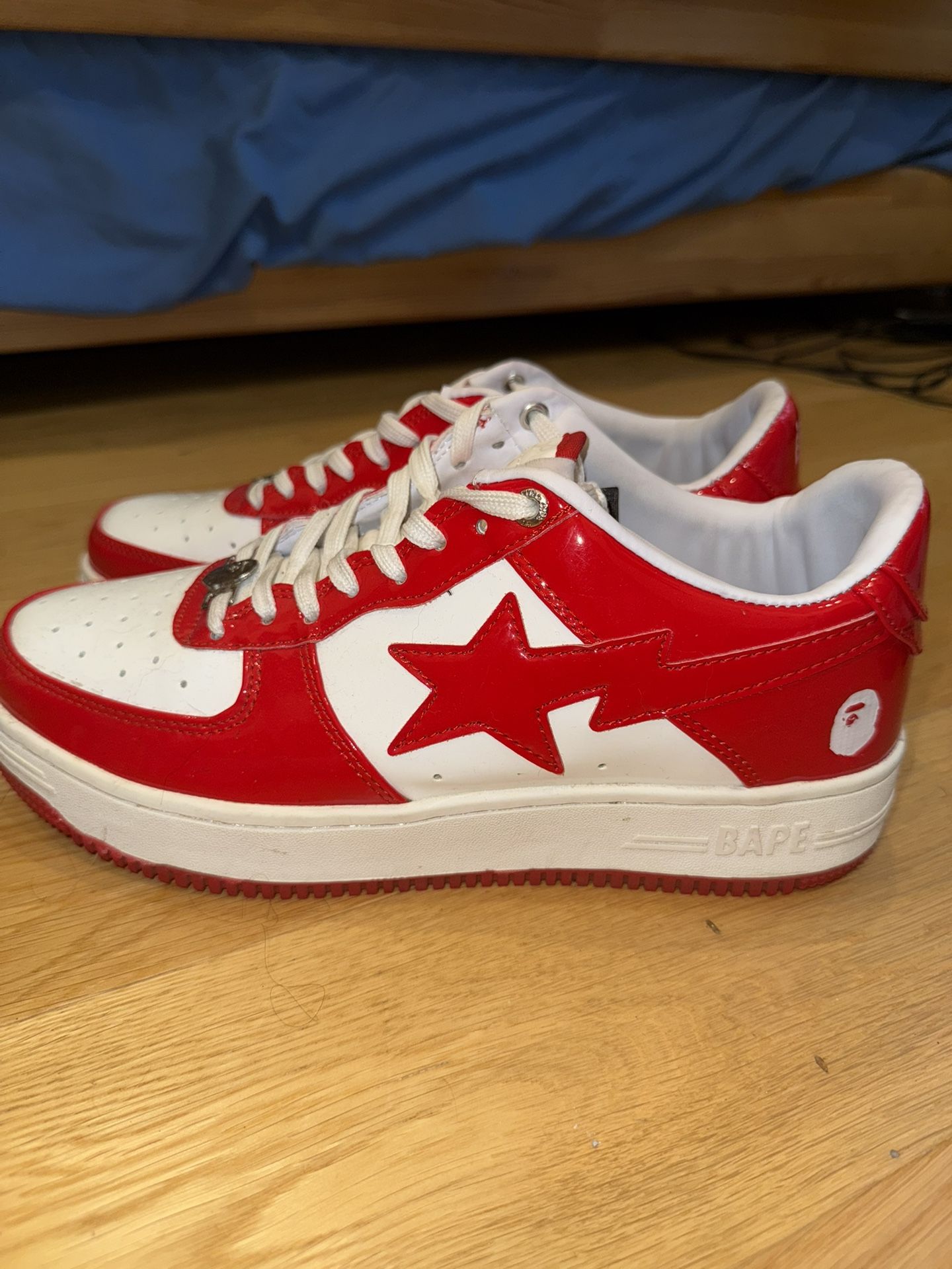 A Bathing Ape Bape Sta Low Red And White Mirror Surface