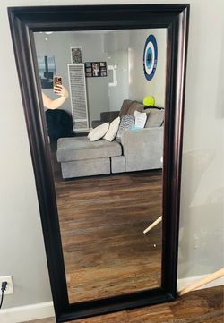 Large Floor Mirror Dark Wood Frame