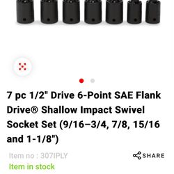 Snap-On 7pc Swivel Impact Socket Set