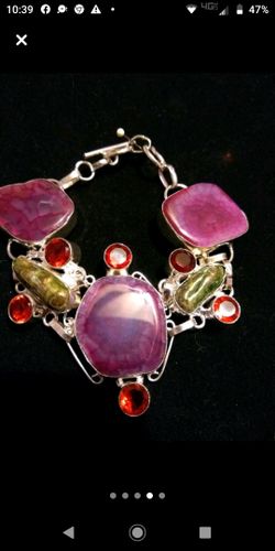 Agate and Biwa Pearl Bracelet