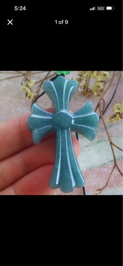 Certificate JADEITE Jade green Jesus Cross Pendant