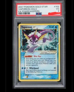 POKEMON VAPOREON GOLD STAR PSA 3 POP 158 BRAND NEW CERT
