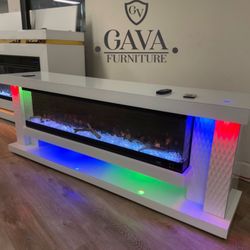 TV stand 71” Bluetooth bocinas 🔊 cambia de colores calefacción envíos hoy mismo   Instalación 🛠️ Garantía 💯