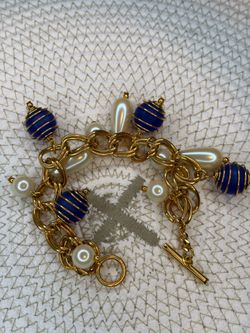 Butterfly & Flower Charm Bracelet Gold Tone Silver Tone