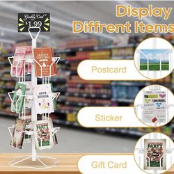 Greeting Card Rack Display Stand, 3 Tier Rotating Card Holder Display Retail, 12 Pocket Metal Postcard Holder Display Stand, Greeting Card Holder for 