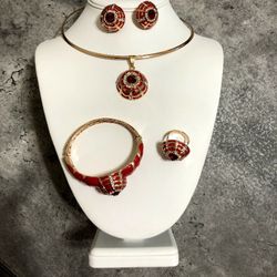 Necklace, Bracelet, Ring And Pair Of Earrings