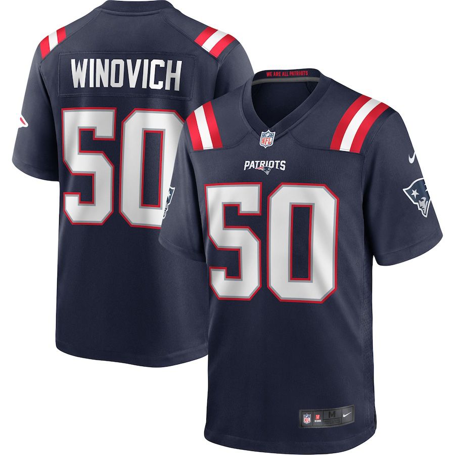 Men’s New England Patriots Chase Winovich  Navy Game Player Jersey