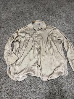 Satin Button-Down Long Sleeve Shirt