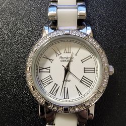Armetron NOW Ladies Dress Watch White And Silver Ceramic