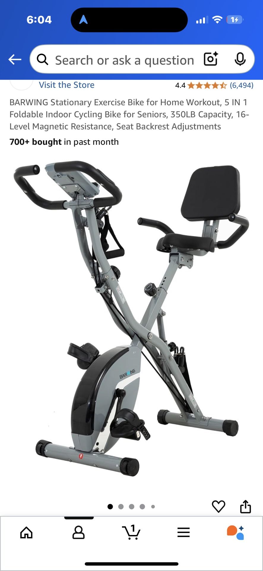 Foldable Exercise Bike (Needs Assembly)