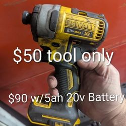 DeWalt 1/4" Impact Driver $50 No Battery, $90 W/5ah Battery