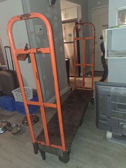 Heavy Duty Orange Metal Moving Dolly Cart