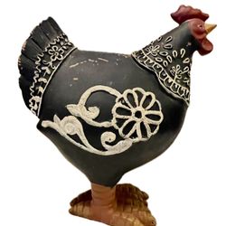 Carved Hand Painted Wooden Chicken Figurin Hen Folk Art.