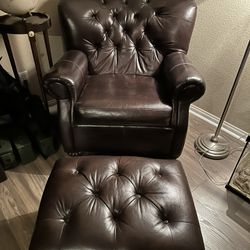 Leather Chair With Matching Ottoman 
