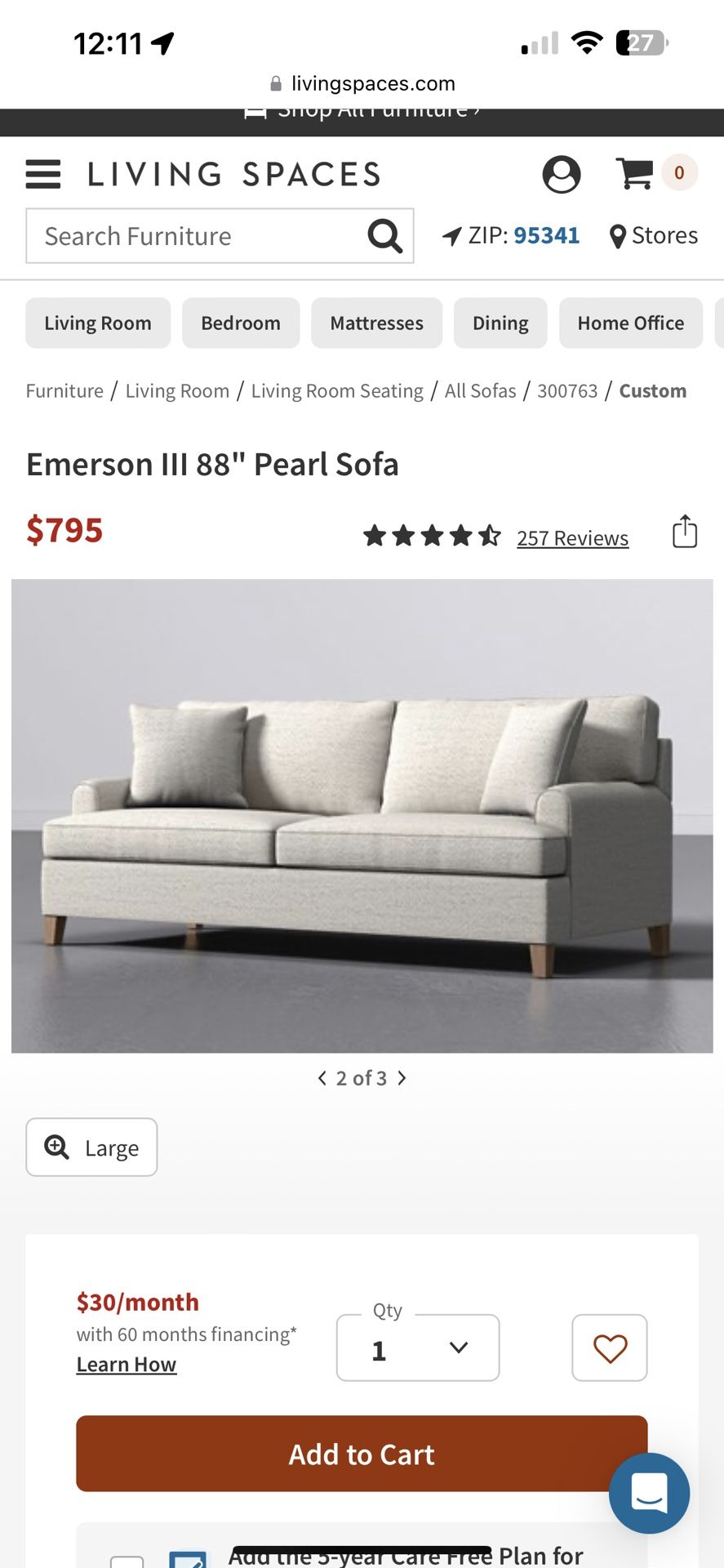 Ivory/cream Sofa