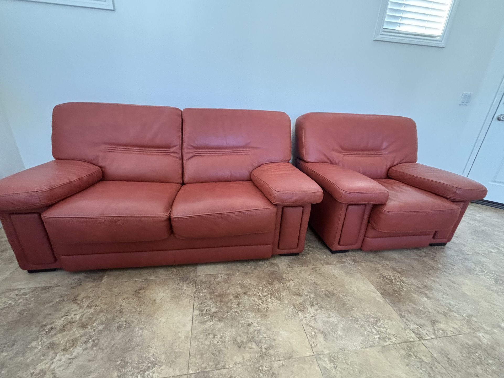 Leather Sofa/ Love Seat & Single Chair