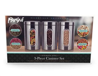 Parini 3-Piece Stainless Steel Canister Set, Brand New in Box