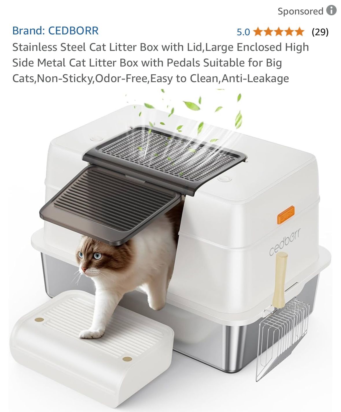 Brand new stainless steel cat litter box with lid