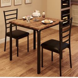 Dining Table for 2, Small Square kitchen Dinner Table Set for 2,Space Saving Wood Modern Dinette With Upholstered,Dining Room Furniture for Breakfast 