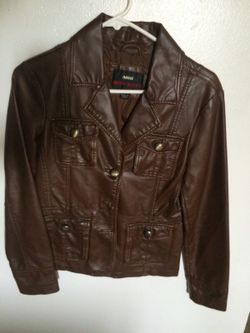 Extra small Women's brown leather jacket