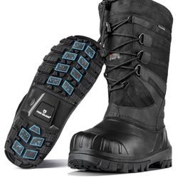 (30008) FREE SOLDIER Snow Boots for Men Waterproof Anti-slip 3M Lining Lightweight Tall Outdoor Warm Winter Work Boots (Size 10)