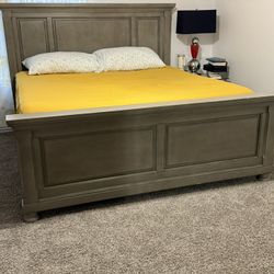 King Bed Frame + Dresser With Mirror Set