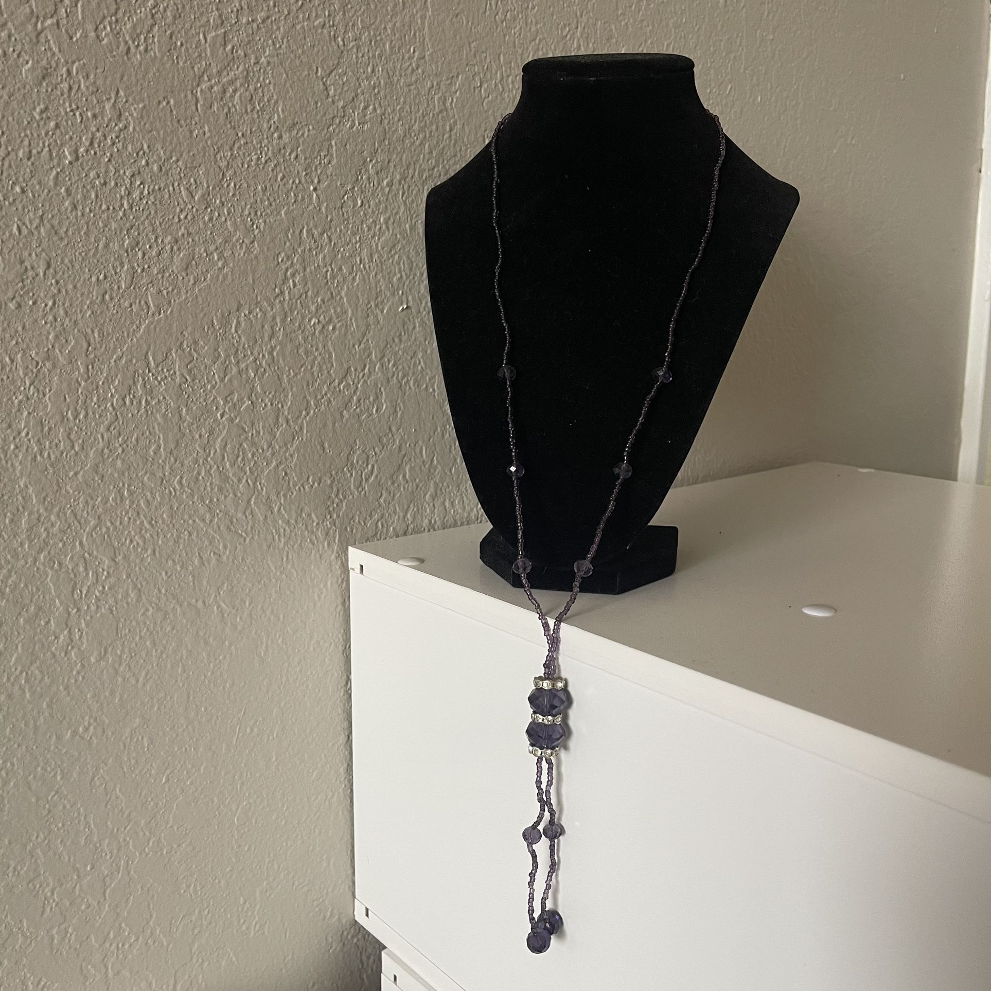 Women’s Purple Long Beaded Necklace, Size 27”