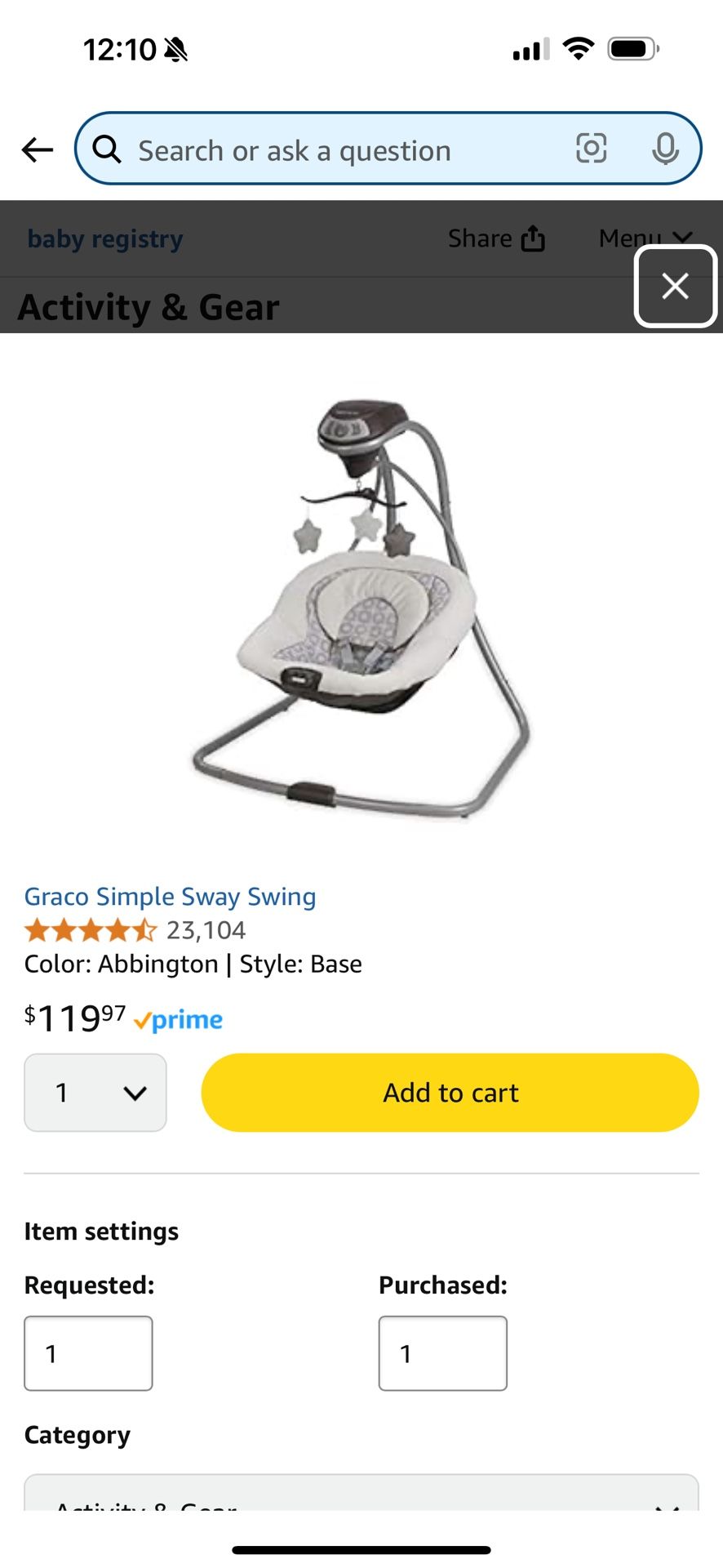 Graco Simple Sway Swing