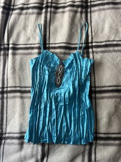 Vintage blue beaded tank top