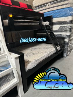 Twin full black bunk bed with mattresses colchones camas nuevas