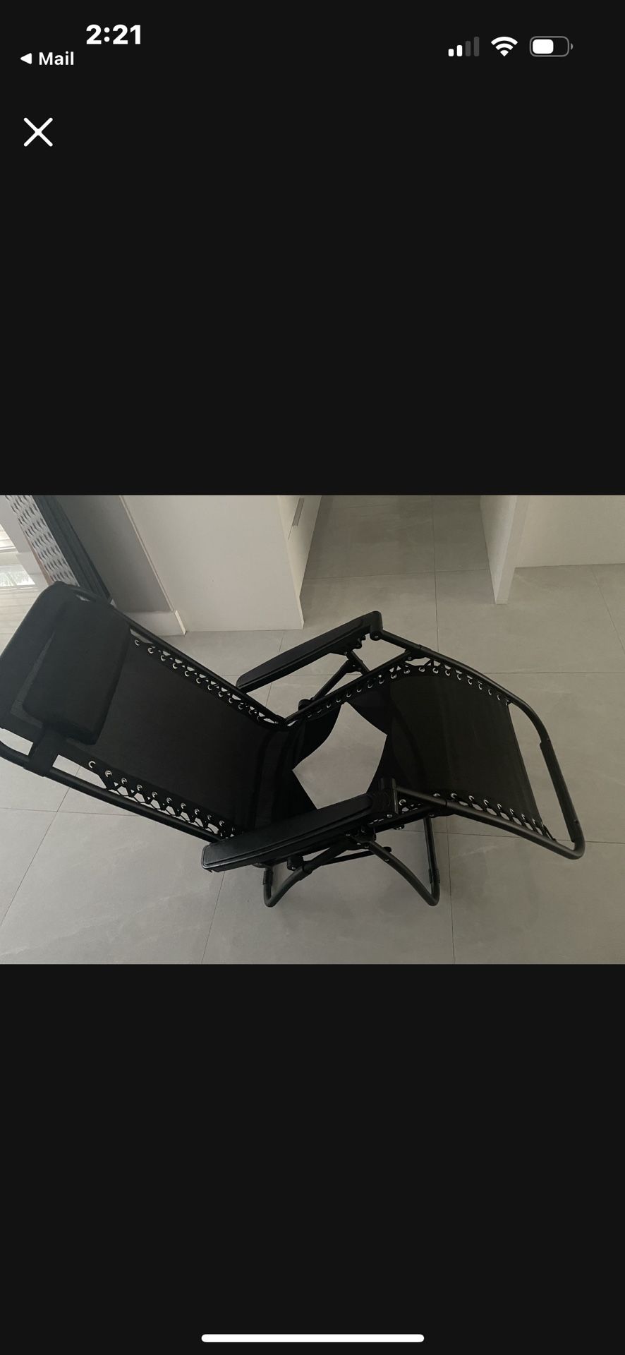 Zero gravity chair prepped for BBL recovery