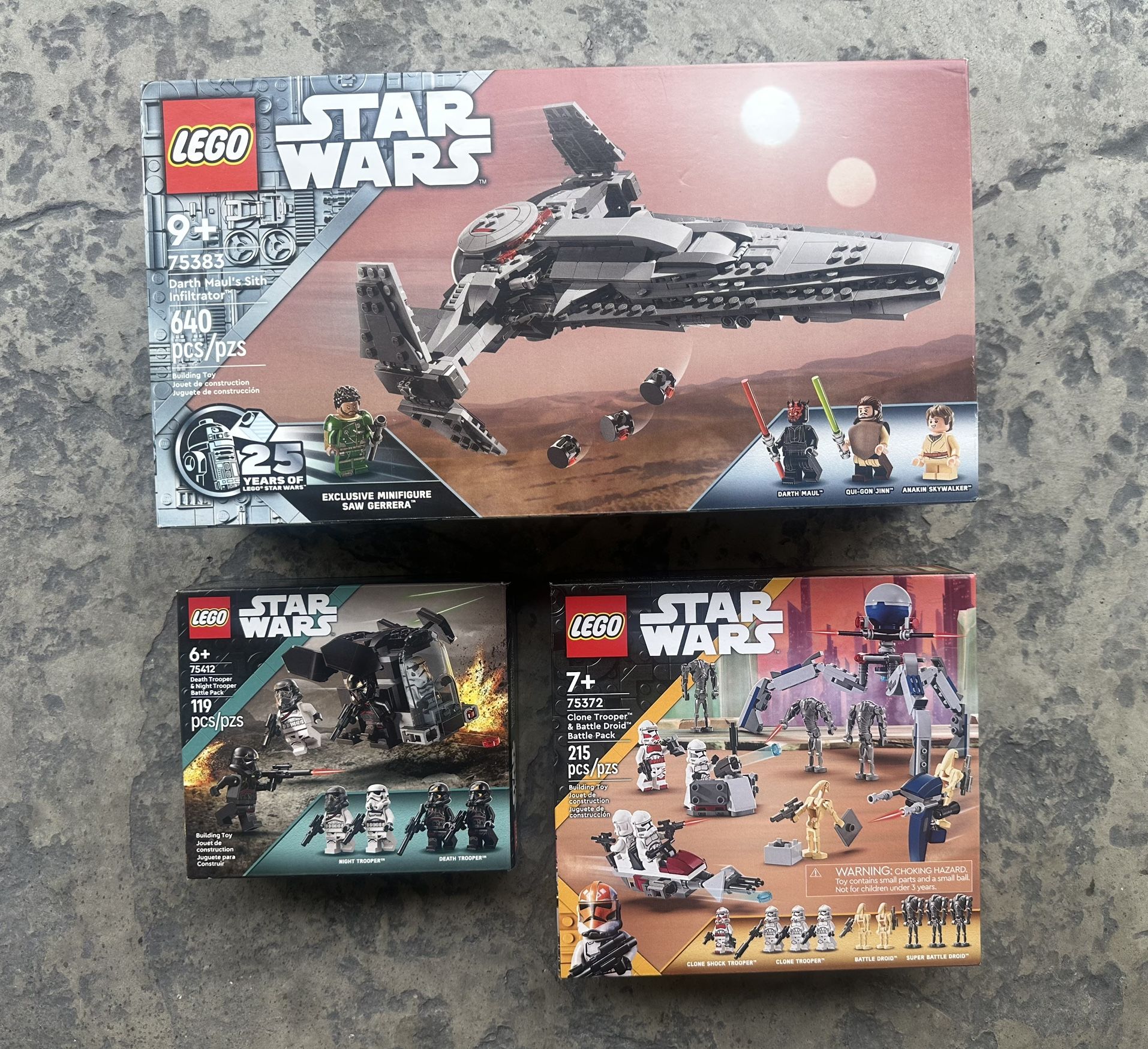 Lego Star Wars Sith Infiltrator & Death Battle Pack & Clone Battle Pack +*FREE Minifigure* Bundle Deal