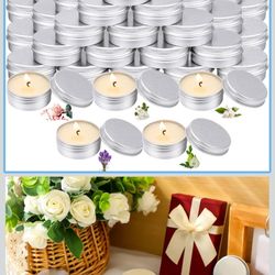 MTLEE 100Pcs Wedding Scented Candles Gift Travel Tin Candle Aromatherapy Candle for Christmas Winter Baby Shower Favors Wedding Gifts (Rose,Vanilla,Ja