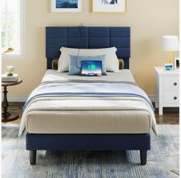Twin Bed Frame + Mattress + Mattress Protector – Excellent Condition