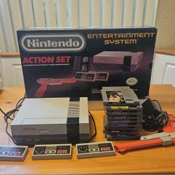 Original Nintendo Console With Box And 9 Games.