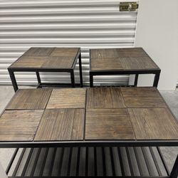 Rustic Living Room Table and End Tables Set