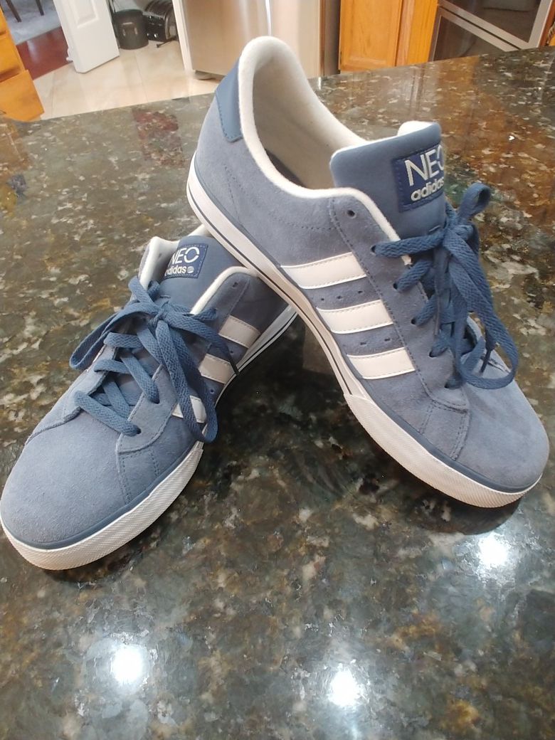 highly desirable hard to find light blue suede Adidas Neo. Excellent condition. Size 11. Text {contact info removed}