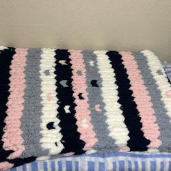 Hand Knitted Heart Blanket 