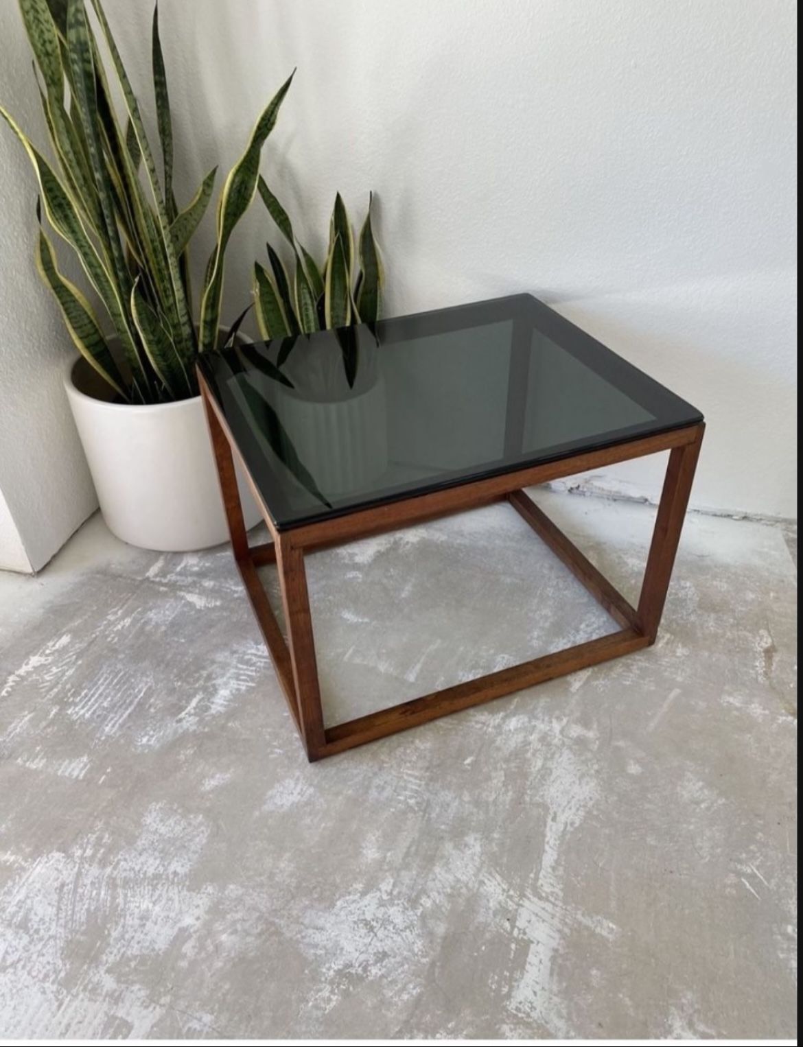 Mid Century Smoked Glass Side Table