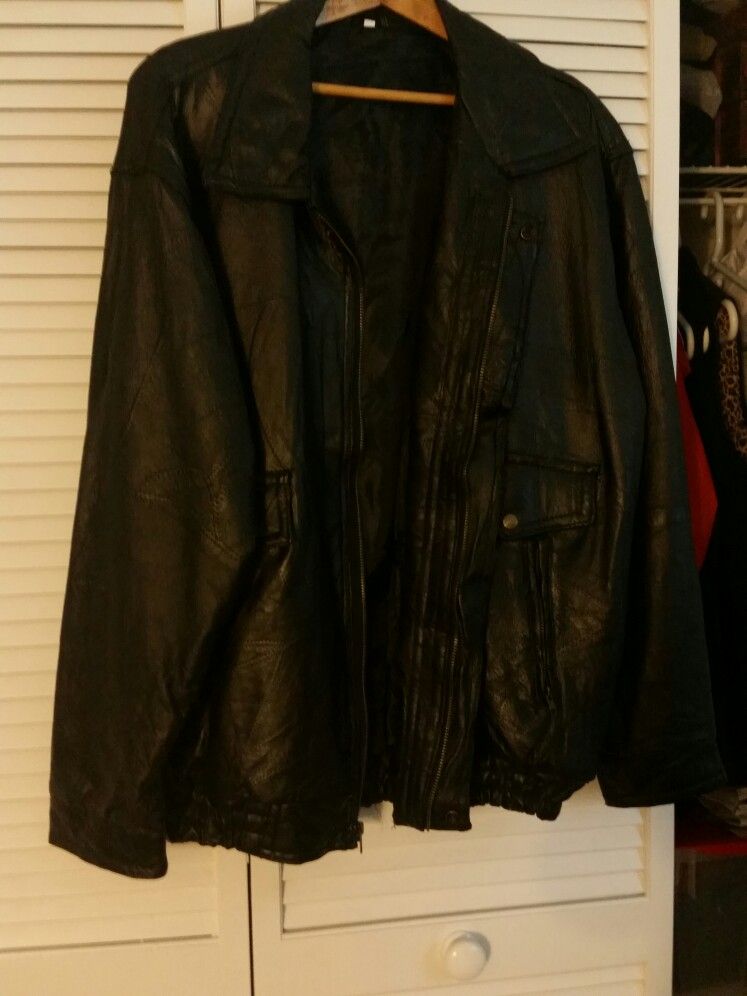 Leather bomber jacket (Marine )